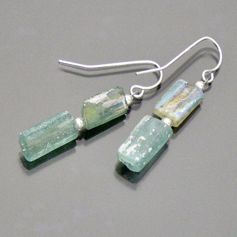 small 2 piece roman glass earrings on French wires