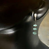 aqua tone 3 roman glass disc earrings on drop posts