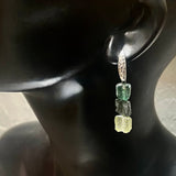 cubical 3 piece roman glass earrings on French wires