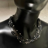 black roman glass necklace multi layered