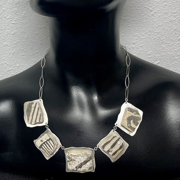 anasazi shards on silver  necklace