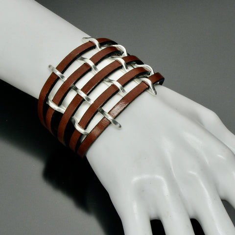 fanned leather cuff brown or black