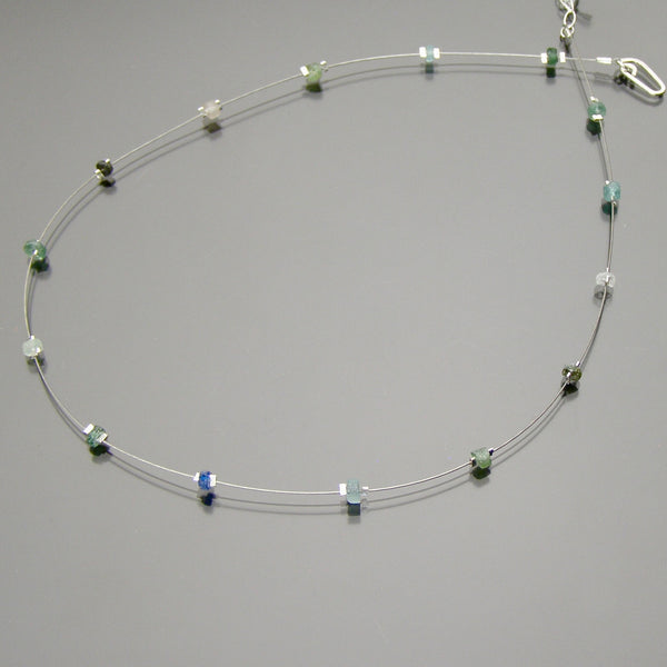 PASTEL COLORED TINY BEADS ON 1 STRAND NECKLACE