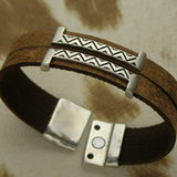 men's bracelet navajo rug design brown