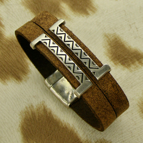men's bracelet navajo rug design brown
