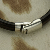 men's bracelet solid black leather with sculls