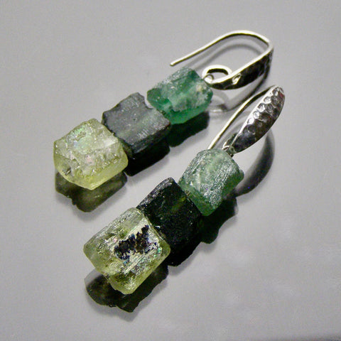 cubical 3 piece roman glass earrings on French wires