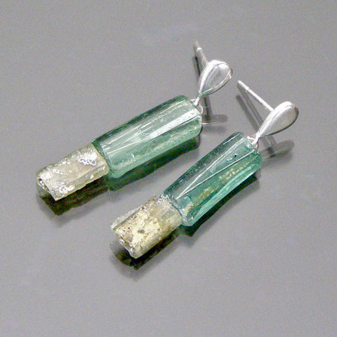 small roman glass post earrings 2 tone