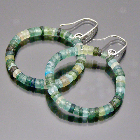 multi pastel colored roman glass hoops on French wires