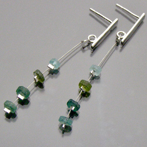 4 ocean tone tiny beads roman glass earrings on posts