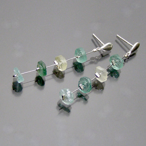 multi tone 4 roman glass disc earrings on drop posts