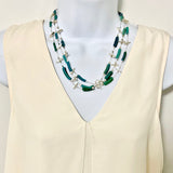 teal colored roman glass necklace