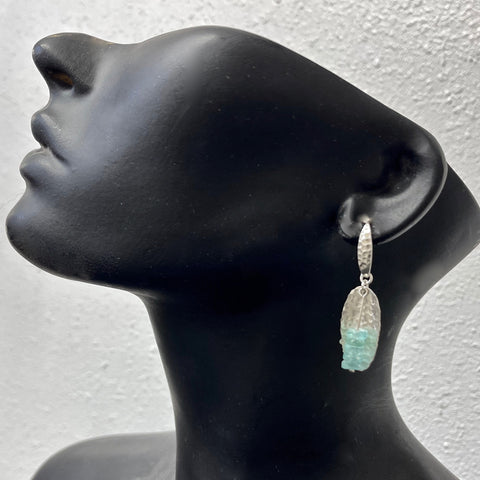 roman glass earrings on hammered french wires