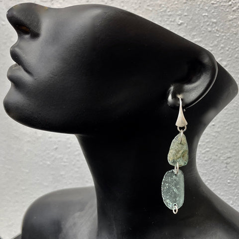 roman glass earrings on decorative french wires