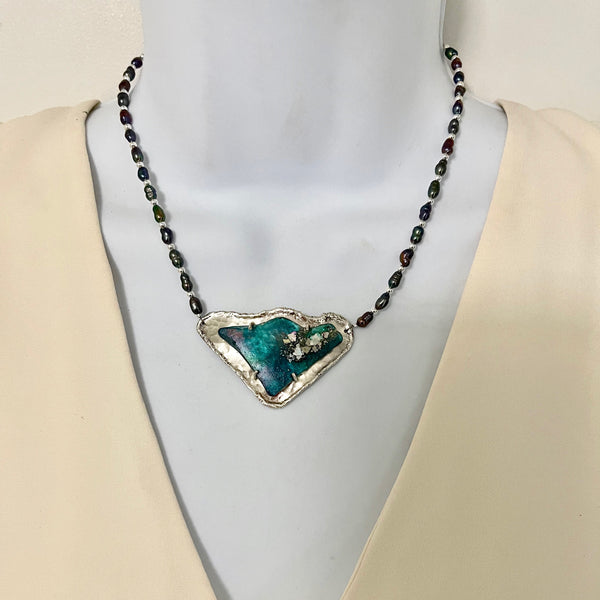 blue roman glass necklace
