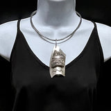 grey anasazi pendant with silver strip