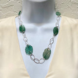 sage tone roman glass chain link necklace