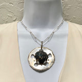 dark-blue roman glass pendant with mini gems