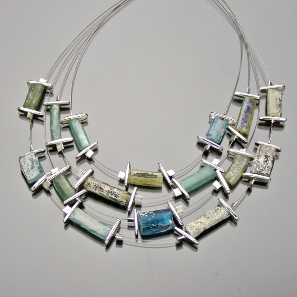 roman glass necklace multi layered