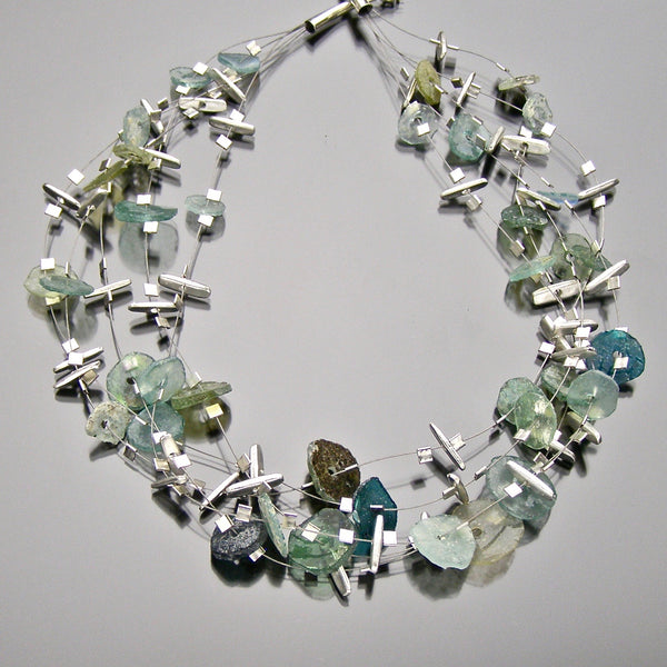 roman glass multi layered disc necklace