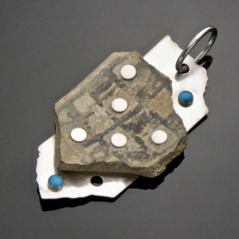 anasazi pendant with silver and turquoise dots