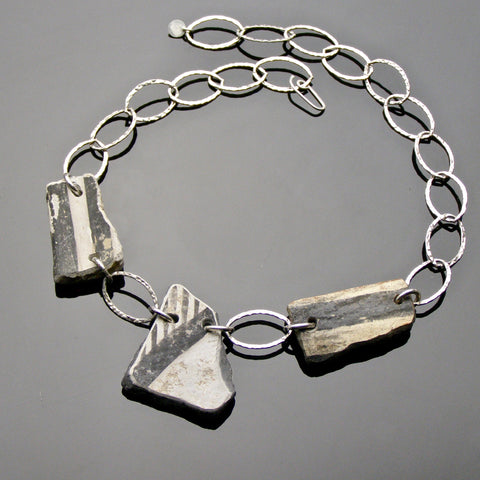 charcoal and white anasazi shard necklace