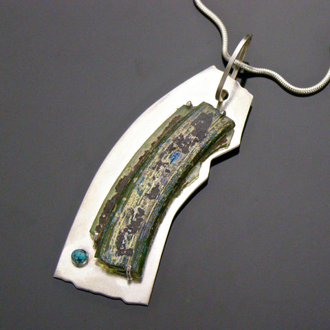 roman glass pendant with turquoise