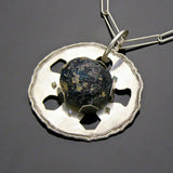 dark-blue roman glass pendant with mini gems